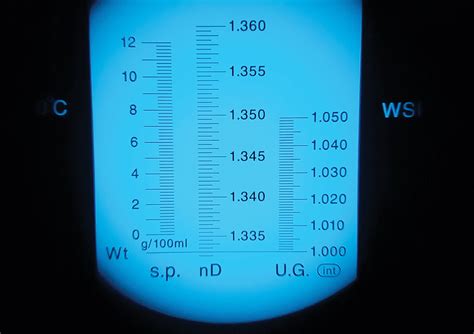 how is specific gravity measure with refractometer|specific gravity refractometer below normal.